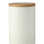 750ml White Canister with Bamboo Lid