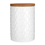 750ml White Canister with Bamboo Lid