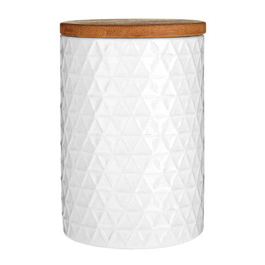 750ml White Canister with Bamboo Lid