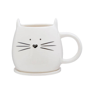 Cat Mug and Coaster | Ivory