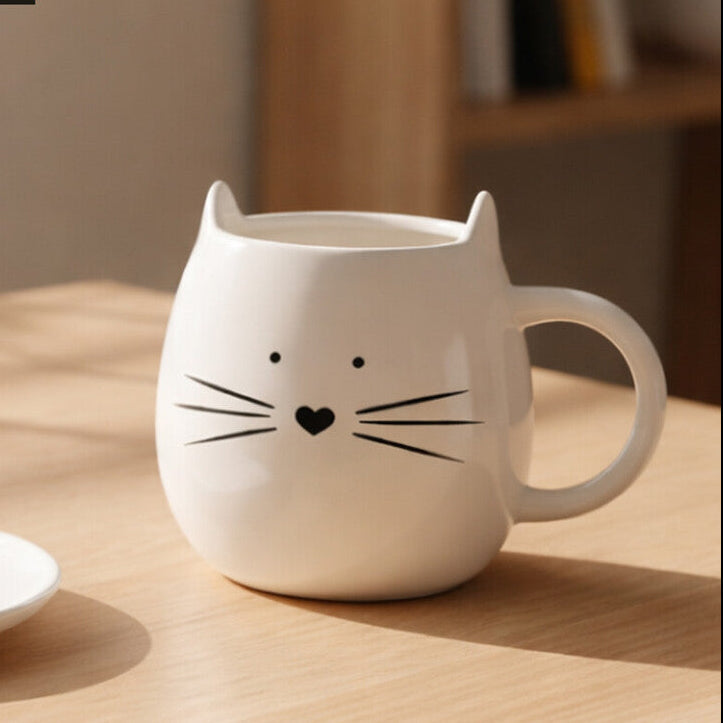 Cat Mug and Coaster | Ivory