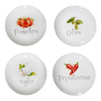 Vegetable Motif Antipasti Plates Set of Four