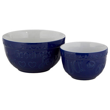 Set of Two Blue and White Mixing Bowls