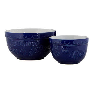 Set of Two Blue and White Mixing Bowls