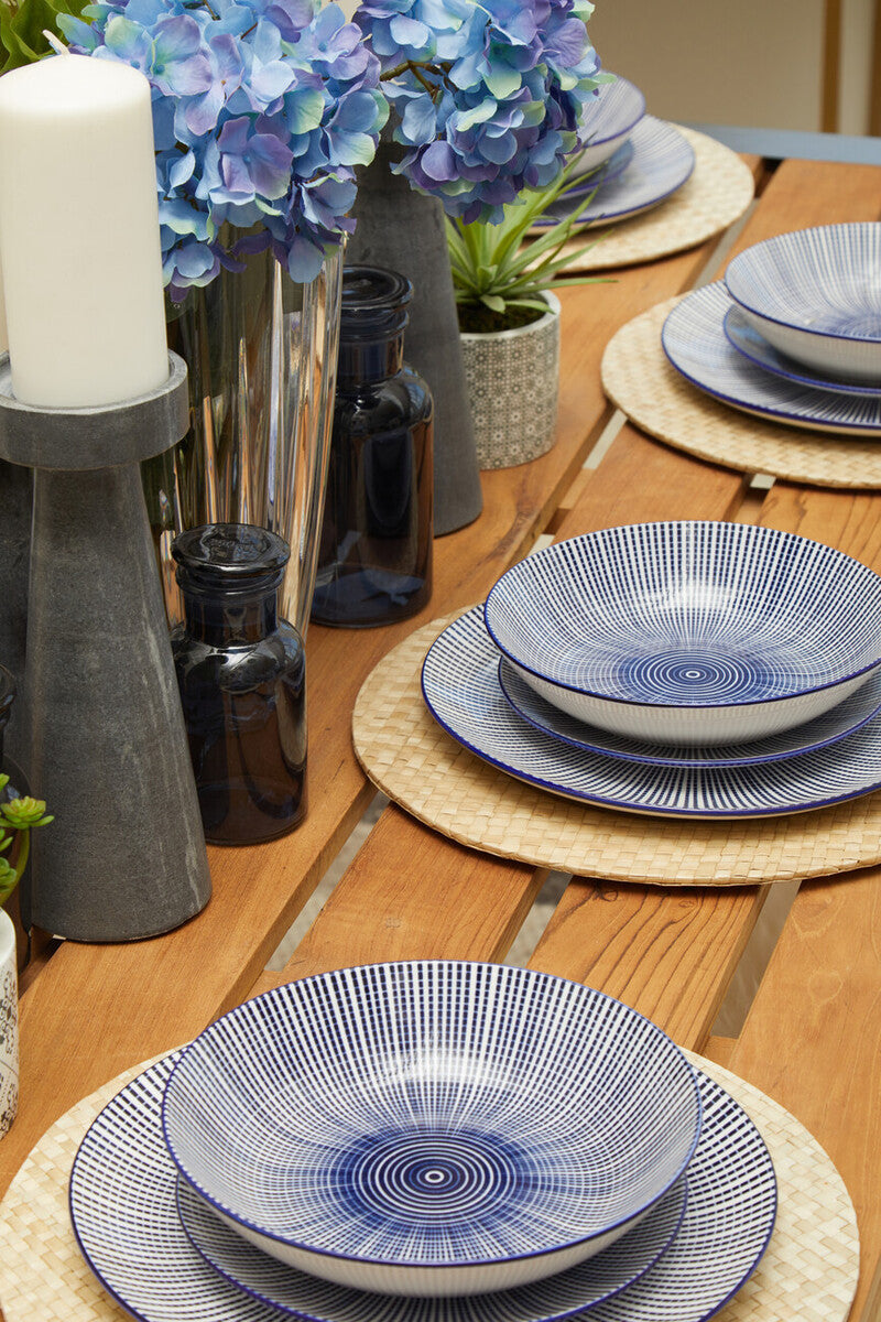 12 Piece Blue and White Dinner Set