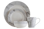 16 Piece White and Grey Marble Design Dinner Set