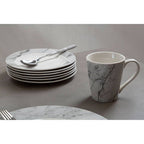16 Piece White and Grey Marble Design Dinner Set