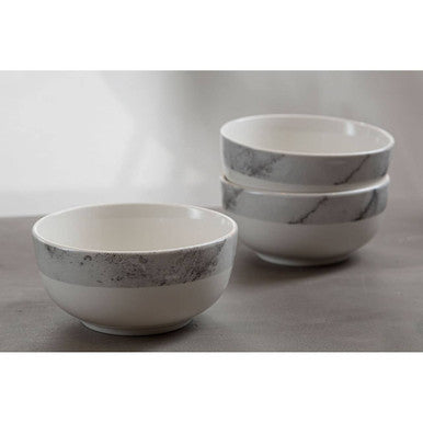 16 Piece White and Grey Marble Design Dinner Set