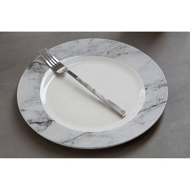 16 Piece White and Grey Marble Design Dinner Set