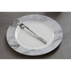 16 Piece White and Grey Marble Design Dinner Set