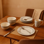 16 Piece White and Grey Marble Design Dinner Set