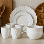 16 Piece Embossed Geo Dinner Set