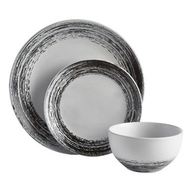 12 Piece Black and White Dinner Set