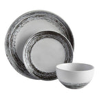 12 Piece Black and White Dinner Set