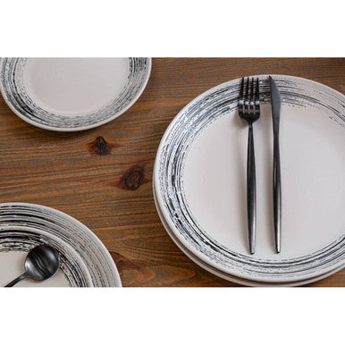 12 Piece Black and White Dinner Set