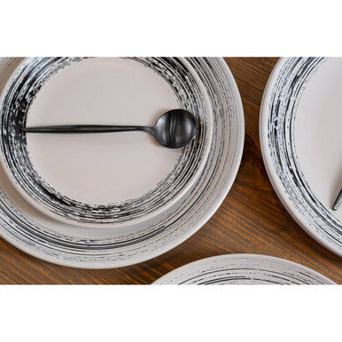 12 Piece Black and White Dinner Set