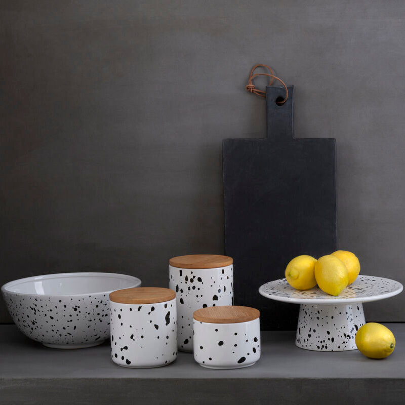 Black and White Speckled Salad Bowl