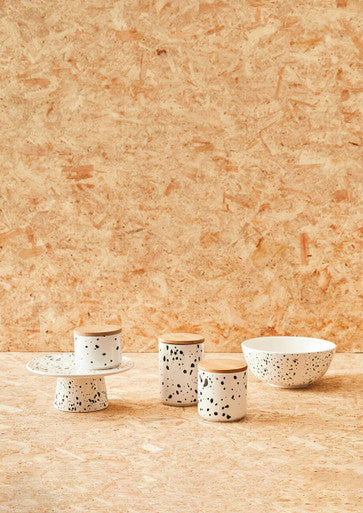 Black and White Speckled Salad Bowl
