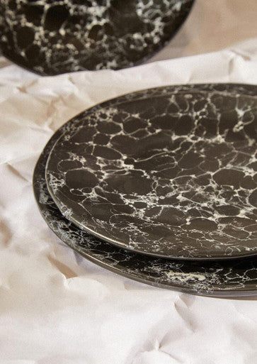 Black Marble Effect Dinner Plate