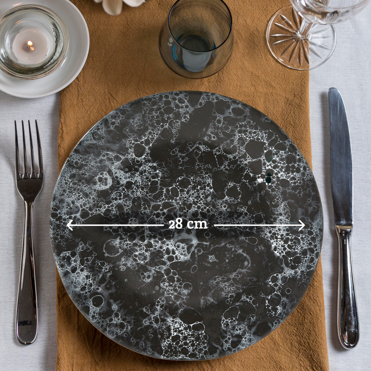 Black Marble Effect Dinner Plate