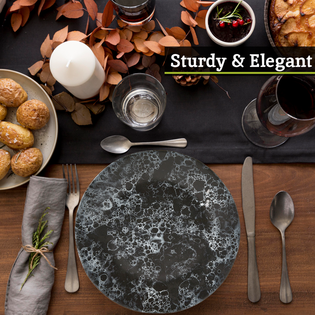 Black Marble Effect Dinner Plate