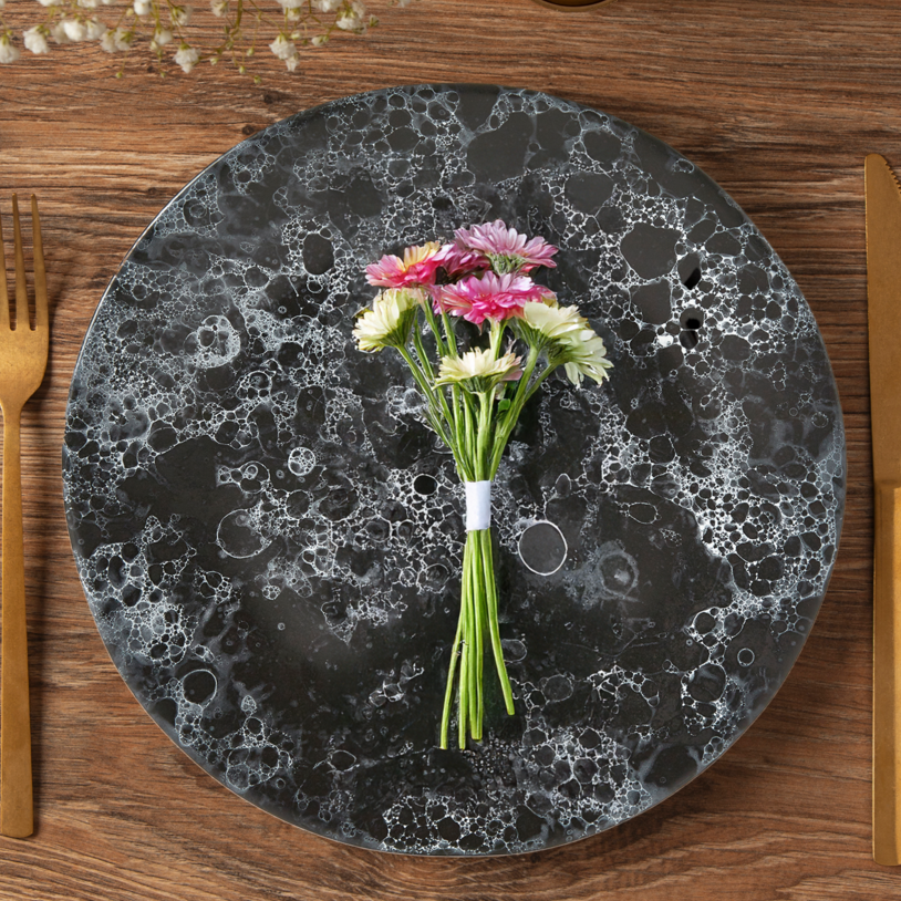 Black Marble Effect Dinner Plate