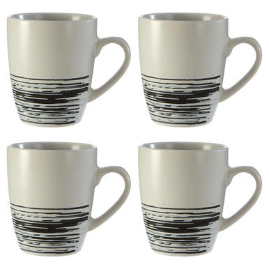 Set of 4 White and Black Effect Mugs