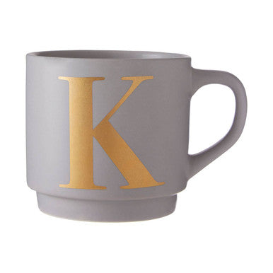 Grey Monogram Mug K
