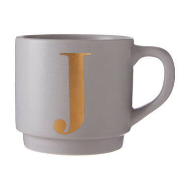 Grey Monogram Mug J