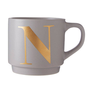 Grey Monogram Mug N