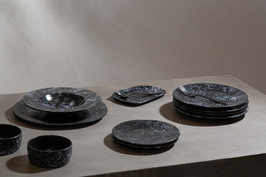 Black Marble Effect Pizza Plate
