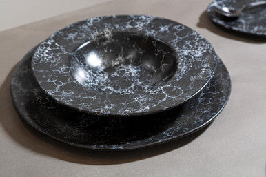 Black Marble Effect Pizza Plate