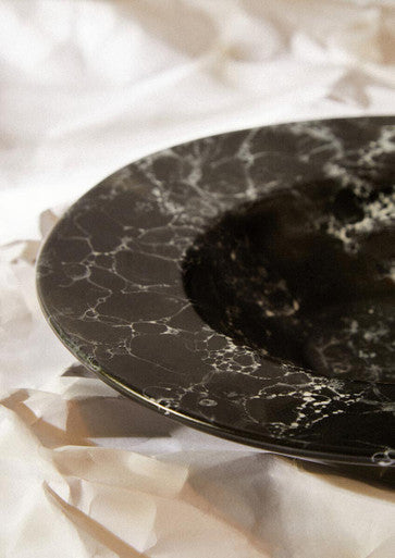 Black Marble Effect Pasta Bowl