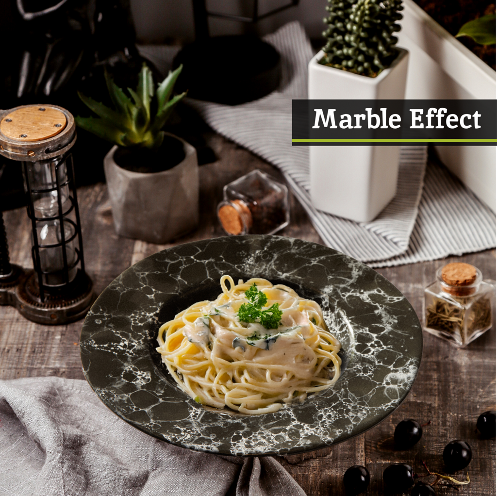 Black Marble Effect Pasta Bowl