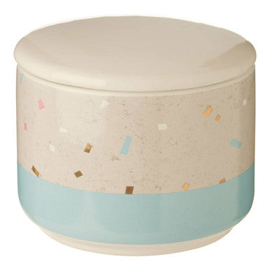Small Fine Earthenware Grey Blue Storage Canister