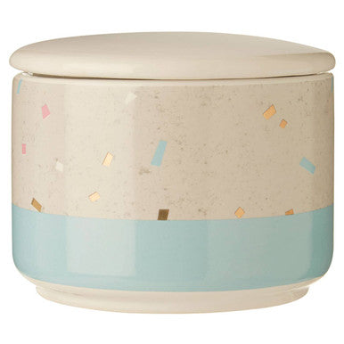 Small Fine Earthenware Grey Blue Storage Canister