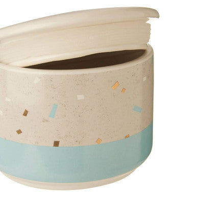 Small Fine Earthenware Grey Blue Storage Canister