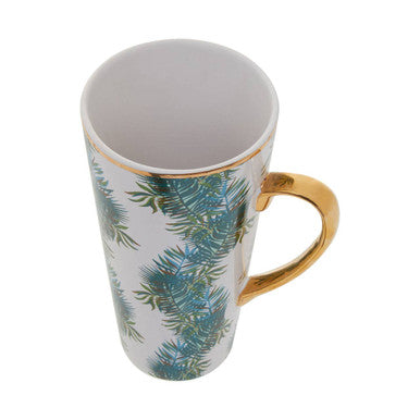 White Palm Print Latte Mug