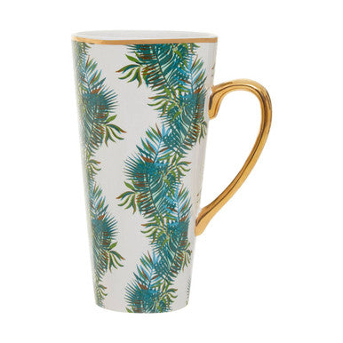 White Palm Print Latte Mug