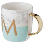 Marble Effect and Pastel Green Monogram Mug M