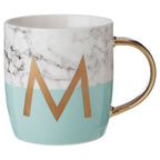 Marble Effect and Pastel Green Monogram Mug M