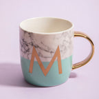 Marble Effect and Pastel Green Monogram Mug M