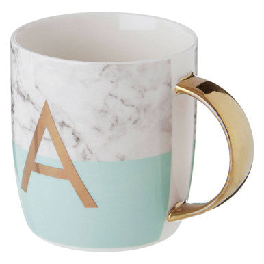 Marble Effect and Pastel Green Monogram Mug, A