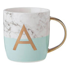 Marble Effect and Pastel Green Monogram Mug, A
