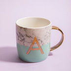 Marble Effect and Pastel Green Monogram Mug, A