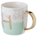 Marble Effect and Pastel Green Monogram Mug H