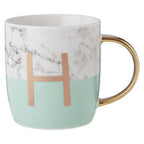 Marble Effect and Pastel Green Monogram Mug H