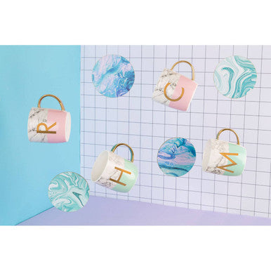 Marble Effect and Pastel Green Monogram Mug H