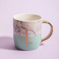 Marble Effect and Pastel Green Monogram Mug L