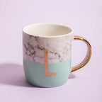 Marble Effect and Pastel Green Monogram Mug L